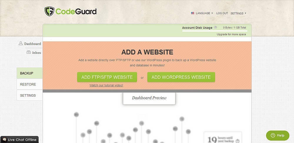 Screenshot of CodeGuard 'Select Method'