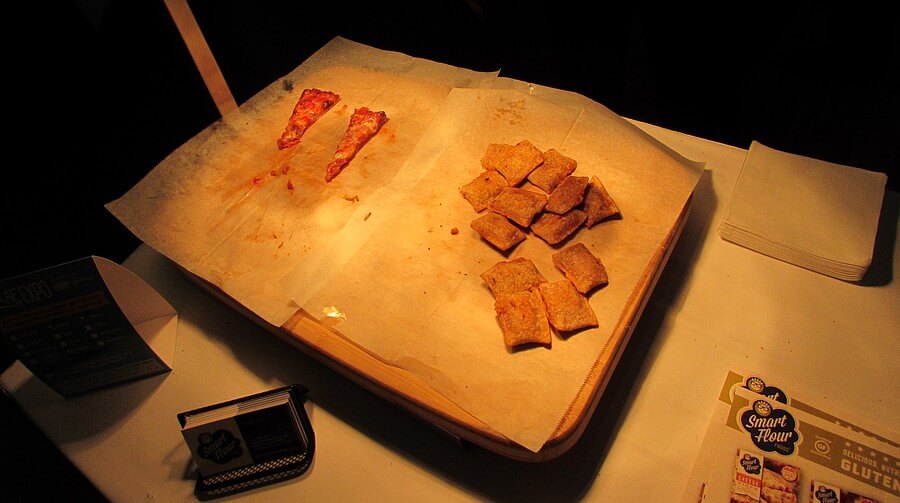 Photo of Smart Flour Foods; two slices of pizza and some pizza rolls
