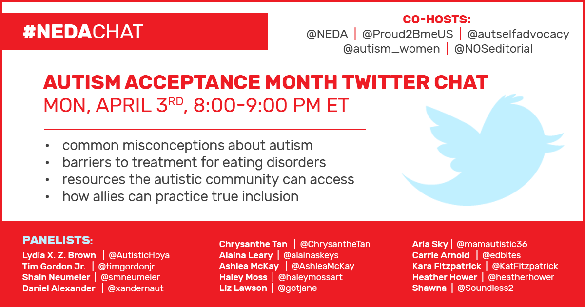 #NEDAchat Autism Acceptence Month info