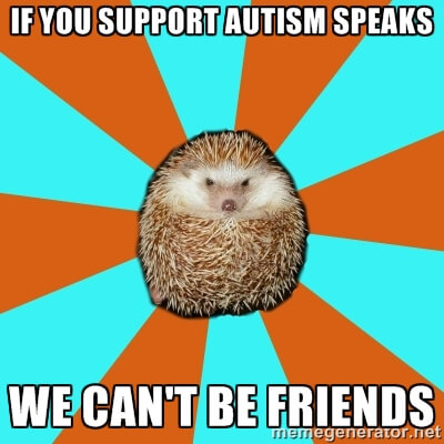 Autistic Hedgehog: If you support @AutismSpeaks, we can't be friends. via @lizandcode
