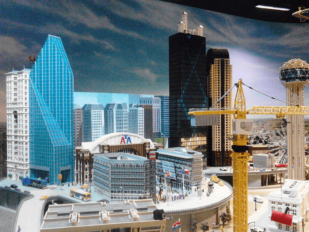 LEGO block structure of Downtown Dallas and parts of Fort Worth, as displayed by Legoland Discovery Center