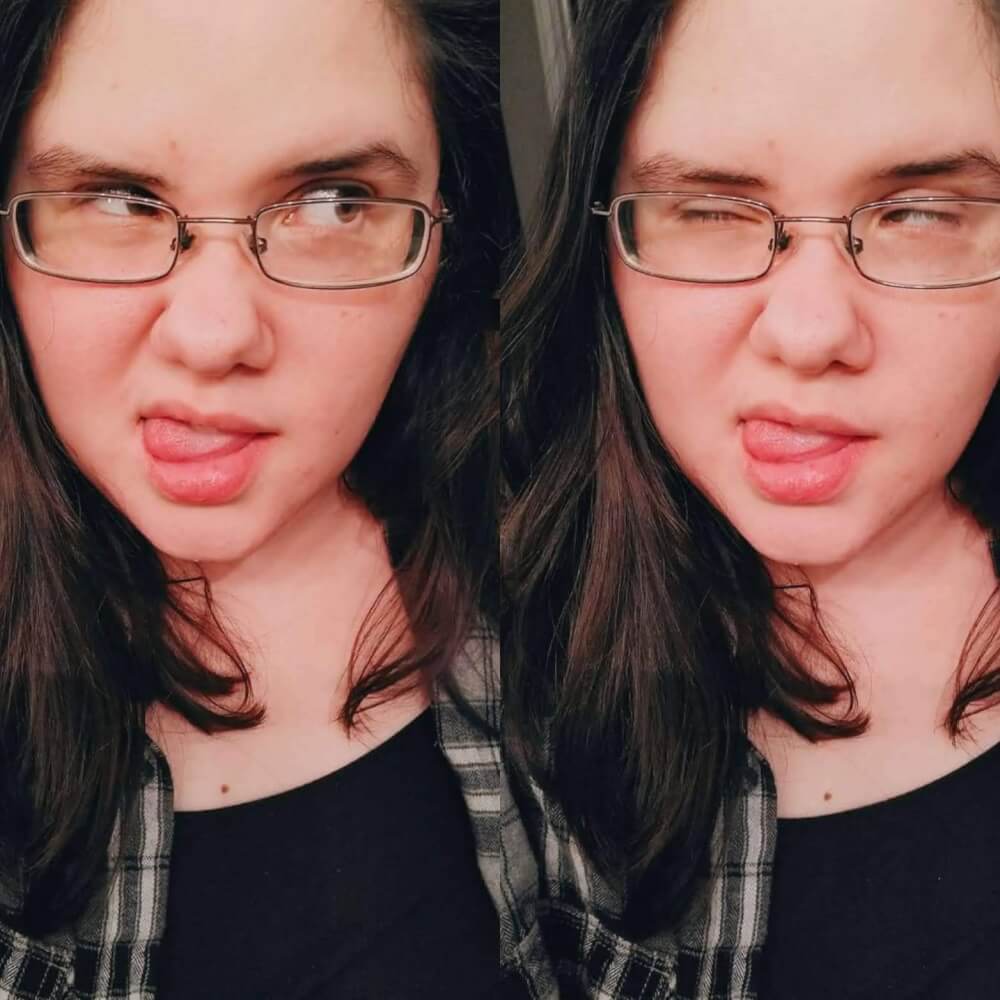 Collage of two photos, top two are silly faces; one is a blooper