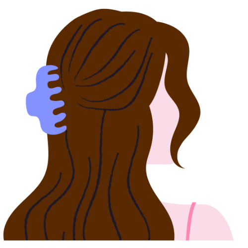Brunette avatar with blue clip in hair